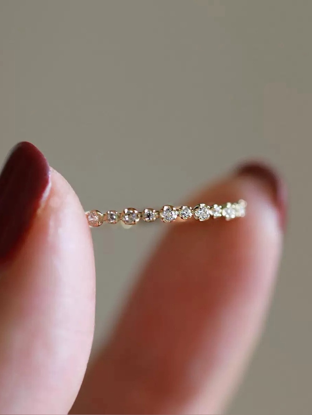 Dainty 14K Gold Filled CZ Eternity Band Ring 925 Silver, Size 6‎